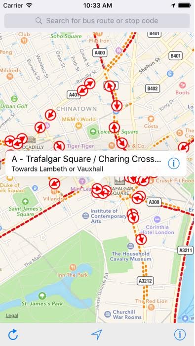 London Live Bus App Screen